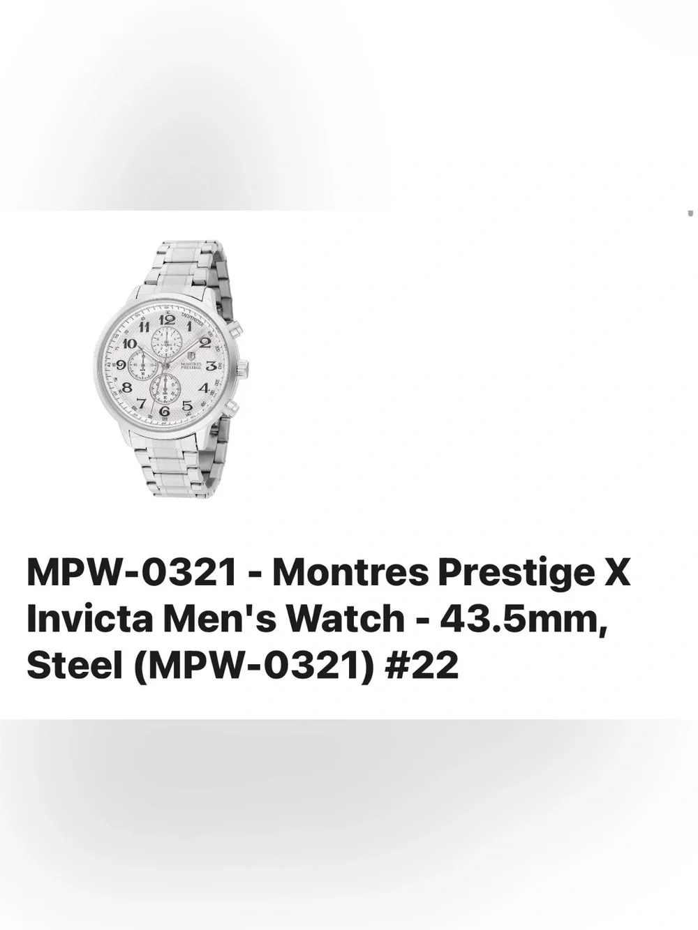 Invicta Men's Silver Stainless Steel Chronograph Watch